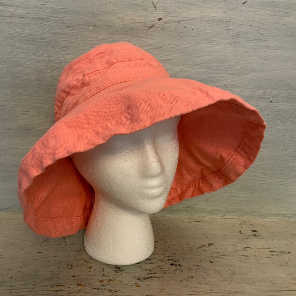 Scala Collezione Women's Peach Adjustable Canvas Bucket Sun Hat Like New